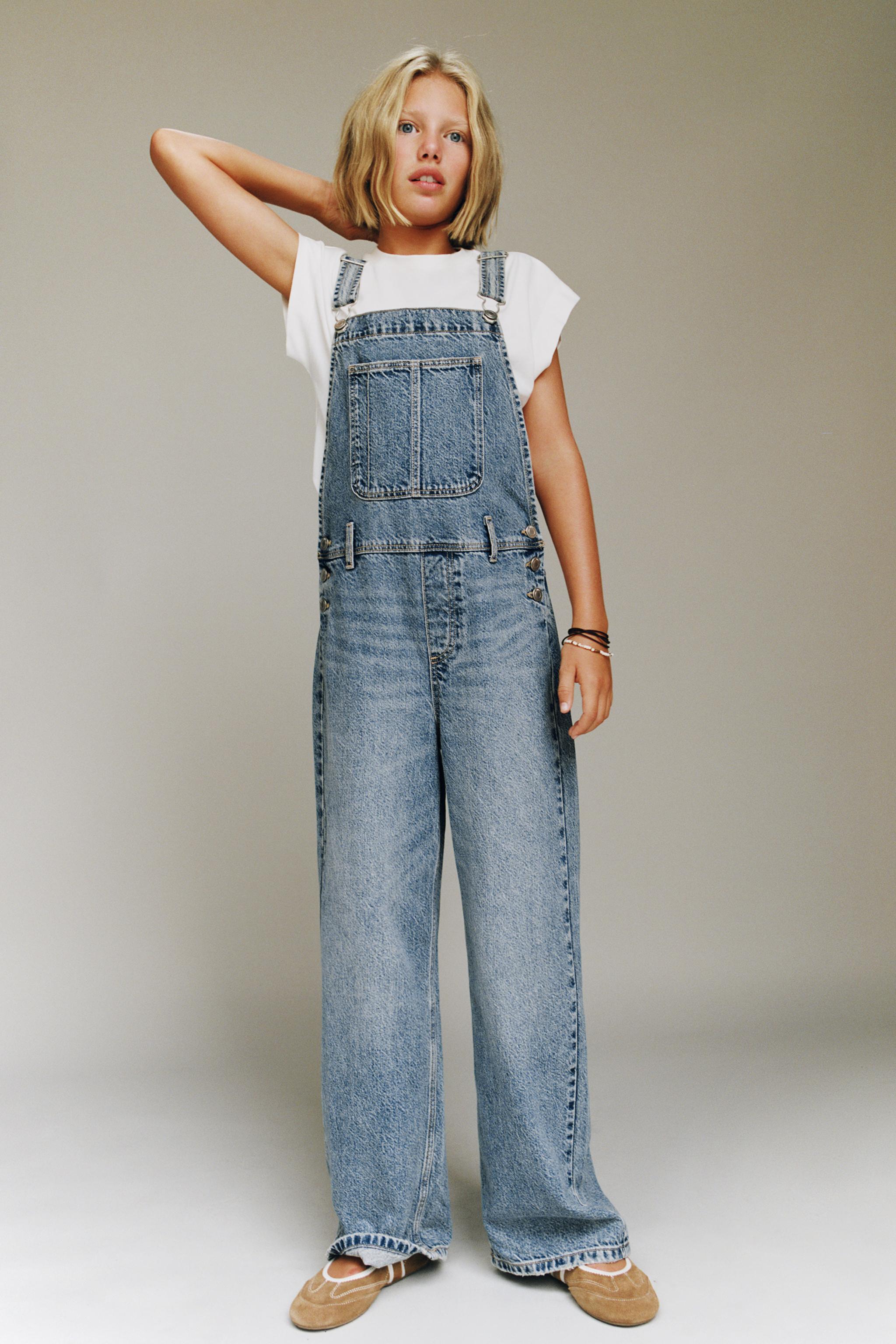 WIDE LEG DENIM OVERALLS